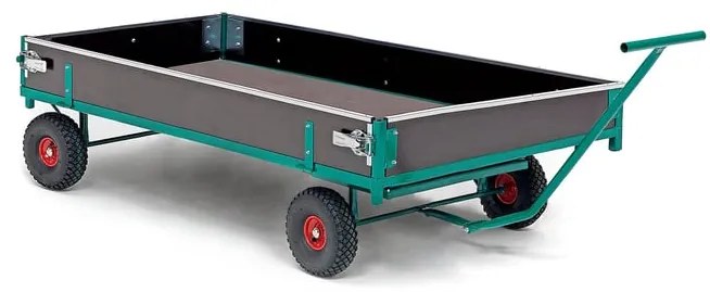 Prepravný vozík s drevenými bočnicami NIGEL, nosnosť 650 kg, 2000x1000x400 mm