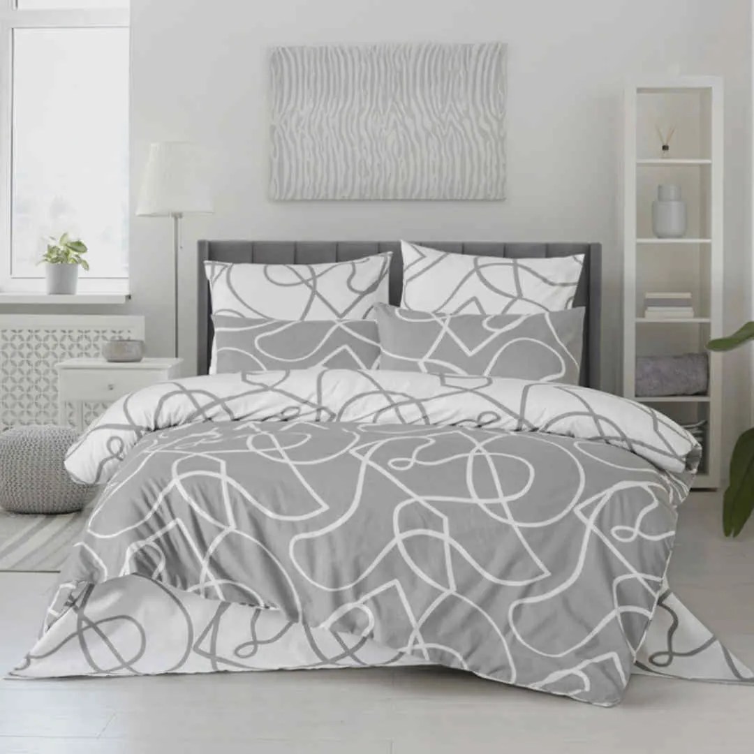 Obliečky bavlnené Merlot sivé 200x140cm+90x70cm TiaHome