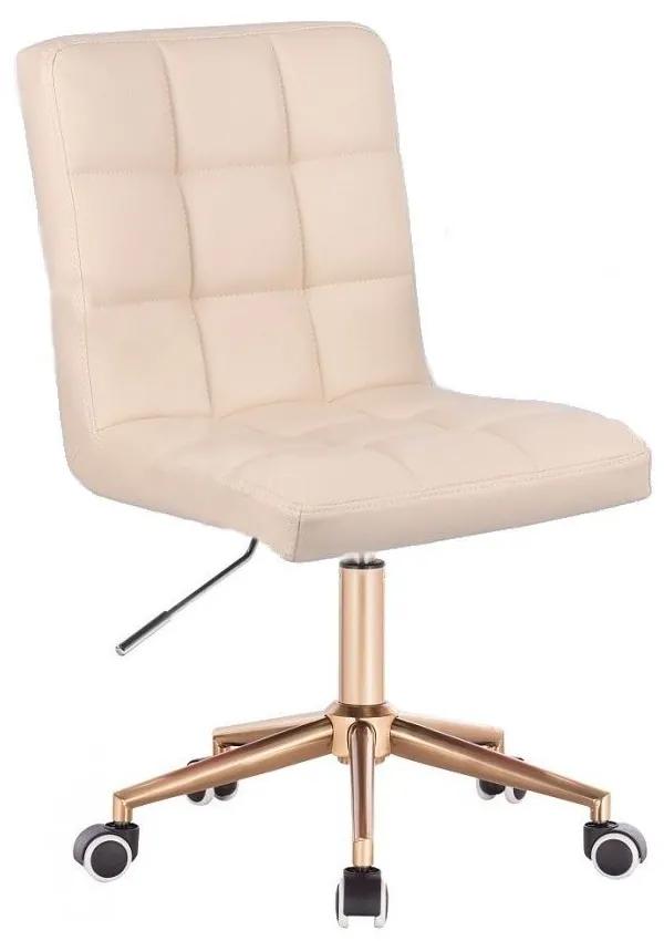 LuxuryForm DESIGN Stolička TOLEDO na zlatej podstave s kolieskami - krémová