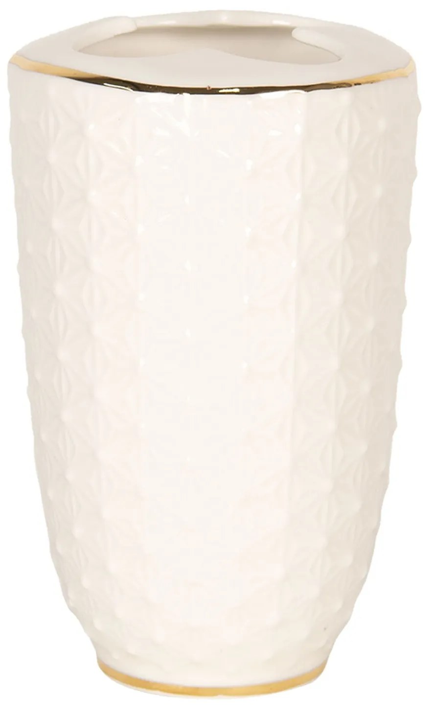 Porcelánový téglik na zubné kefky so zlatým pruhom - 7 * 12 cm