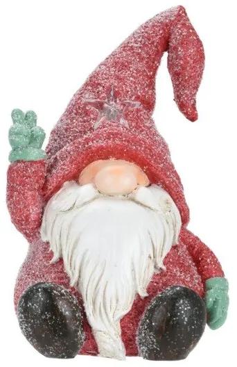 Sediaci červený škriatok s LED osvetlením 22 cm