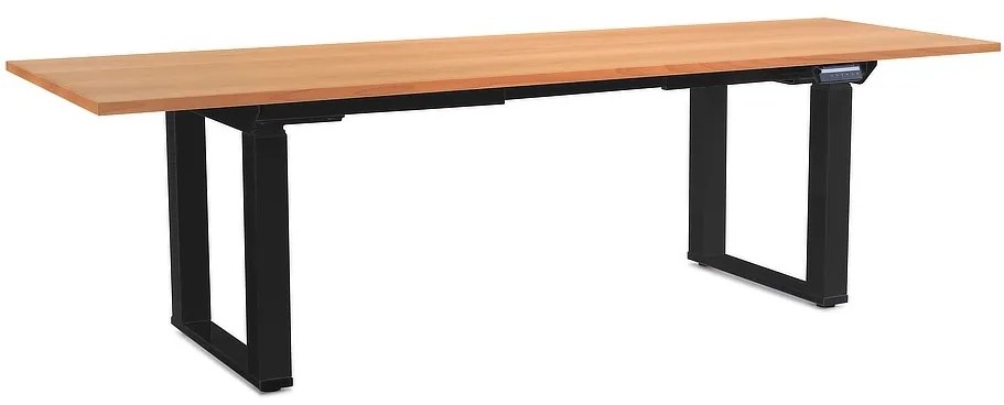 Výškovo nastaviteľný stôl OfficeTech Strong 240 x 80 cm, čierna podnož, buk