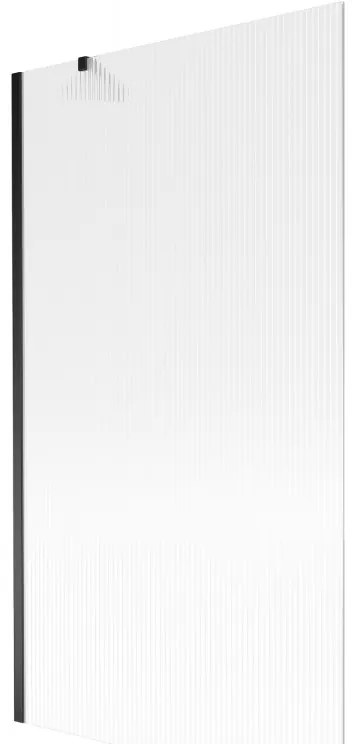 Mexen Next, vaňová zástena 1-krídlová 100 x 150 cm, fixné krídlo, 6 mm sklo s pruhmi, čierny profil, 895-100-000-00-09-70