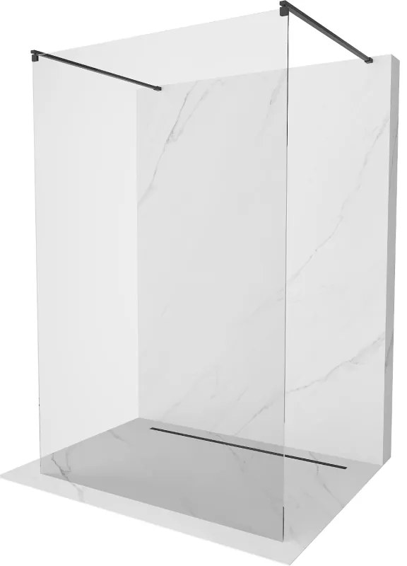 Mexen Kioto, sprchová zástena Walk-In 155 x 200 cm, 8mm číre sklo, čierny profil, 800-155-002-70-00