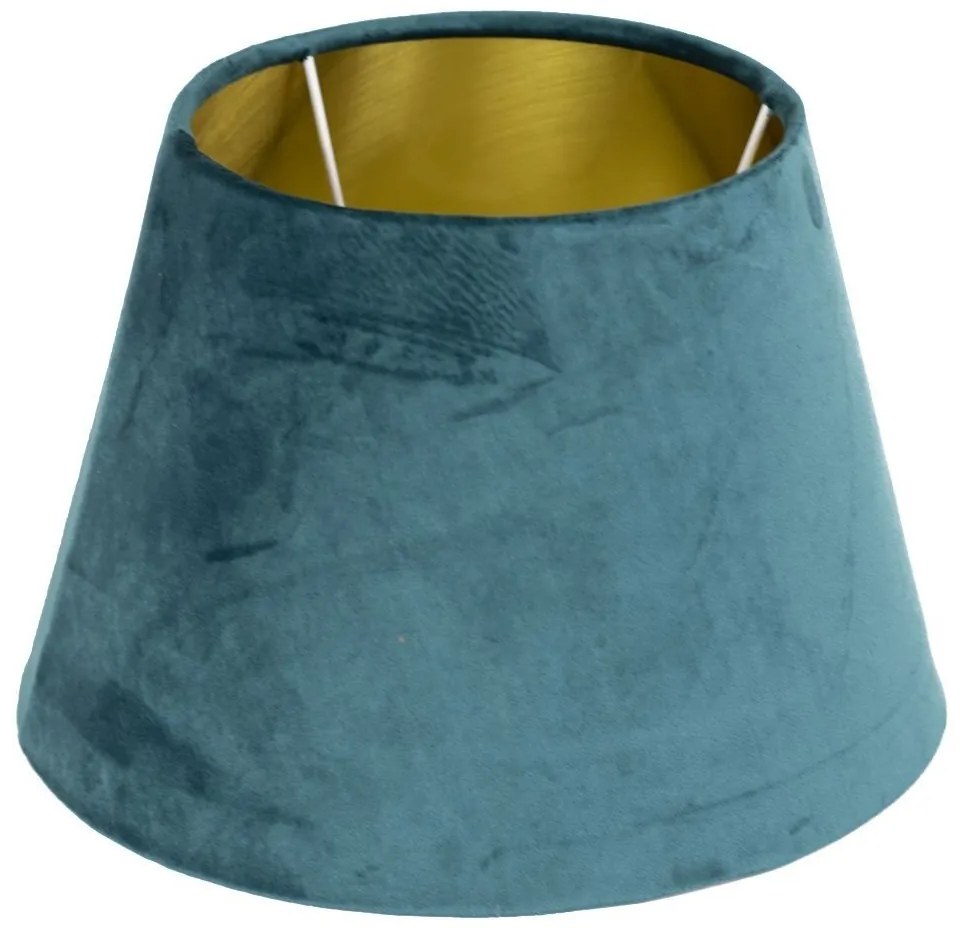 Zamatové petrolejovej tienidlo so zlatým vnútrom Petrol - Ø46 * 25cm