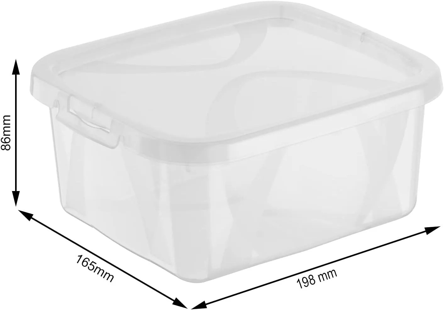 2. akosť - Úložný box, transparentná krabica s vekom, Rotho LONA, 20x17x9 (2l)