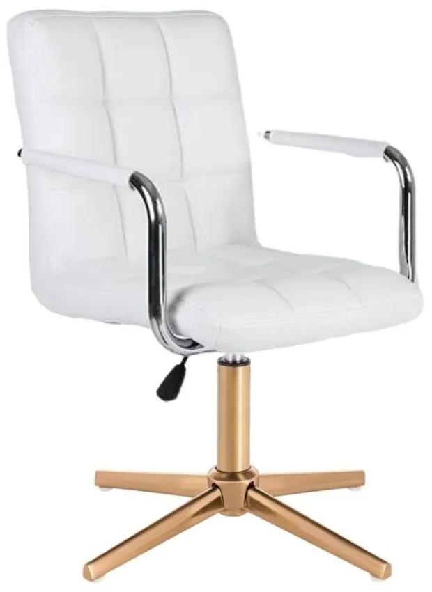 LuxuryForm DESIGN Stolička VERONA na zlatom kríži - biela