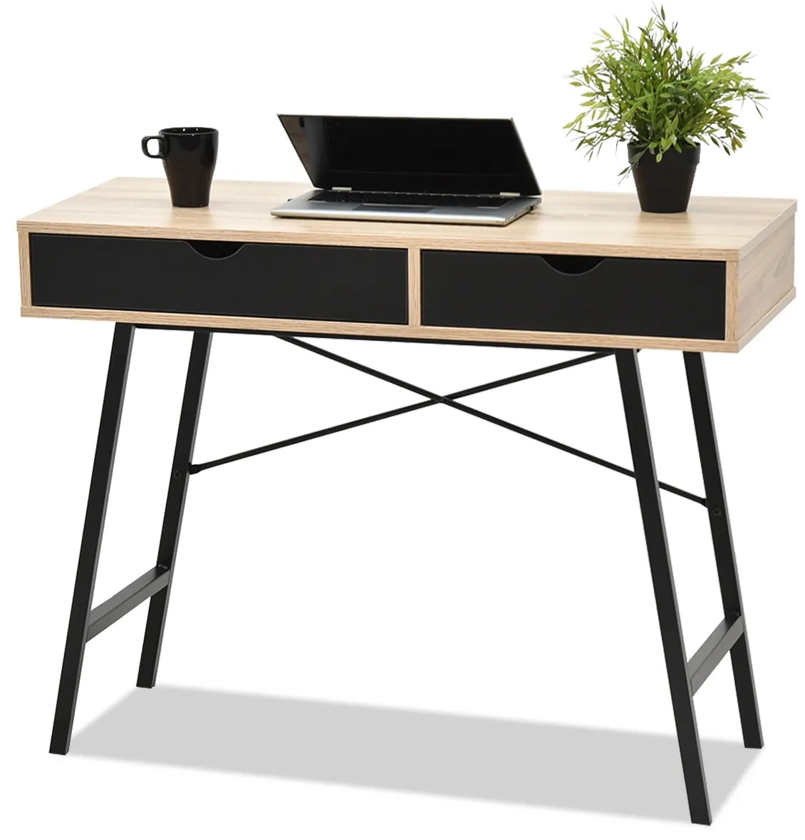 PC stolík Fallon (dub + čierna). Akcia -21%. Vlastná spoľahlivá doprava až k Vám domov. 1109753