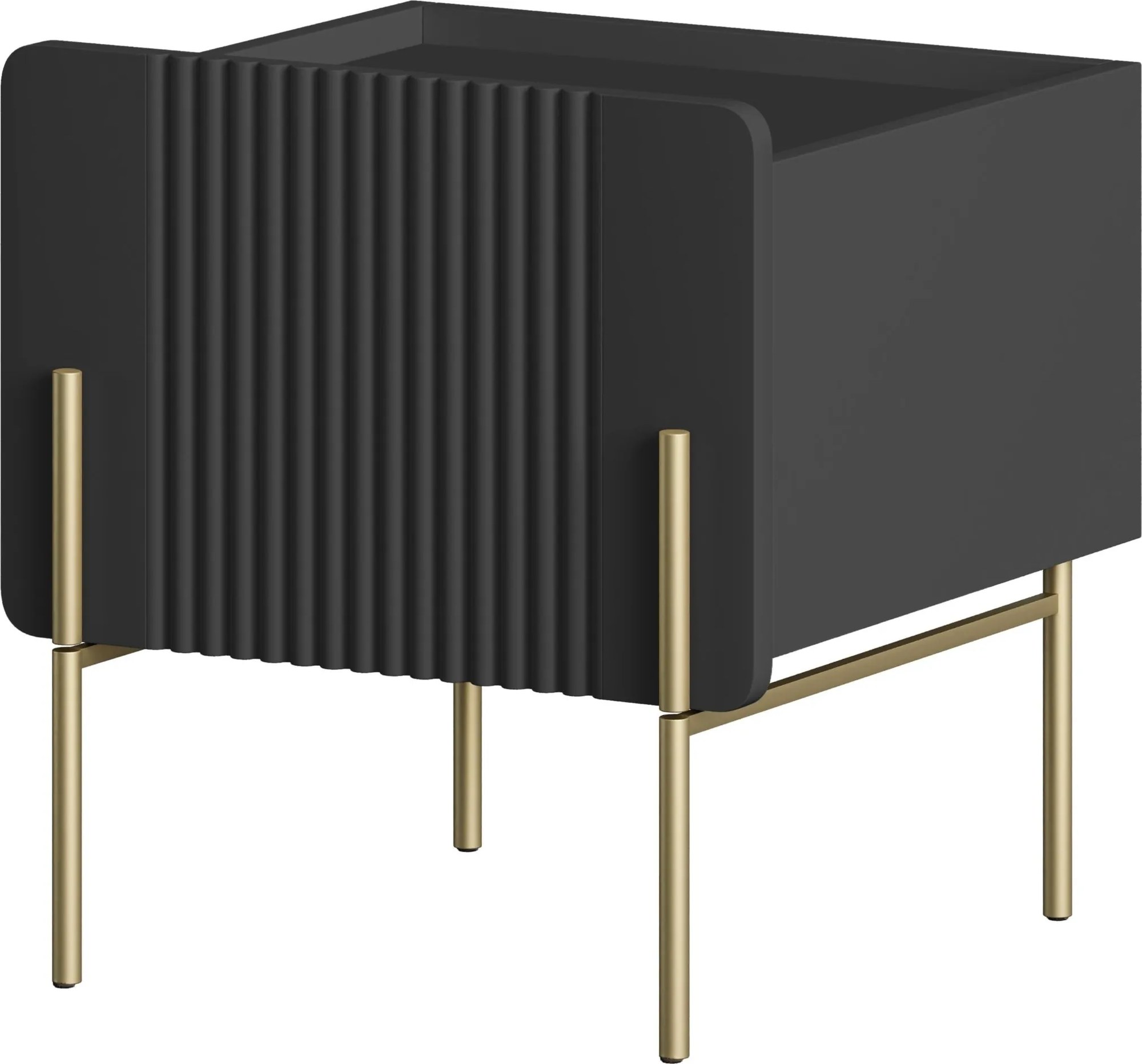 Nočný stolík Malmi 45 cm - čierny mat / zlatá