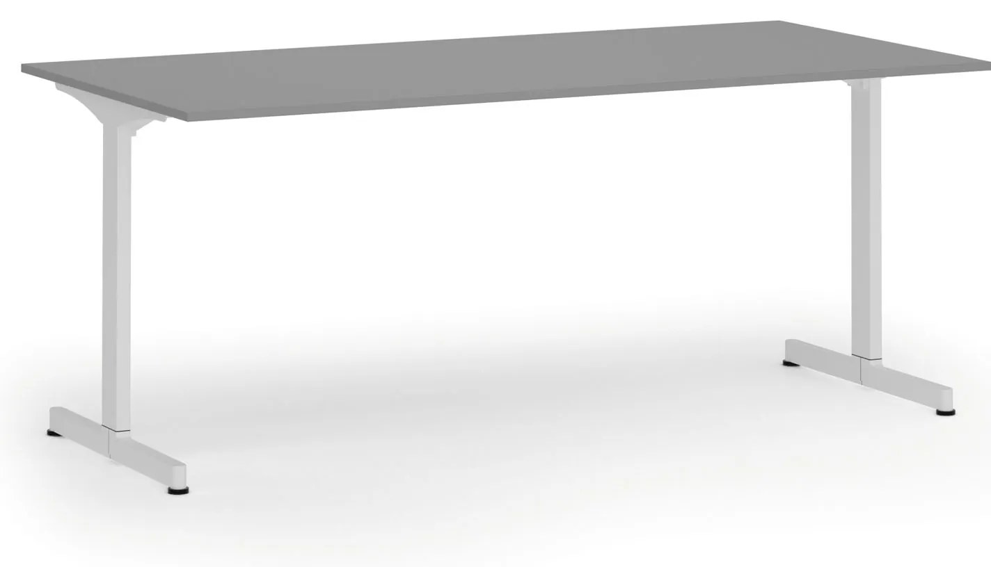 Kancelársky stôl PRIMO BETA, 180x90 cm, biela podnož, grafit