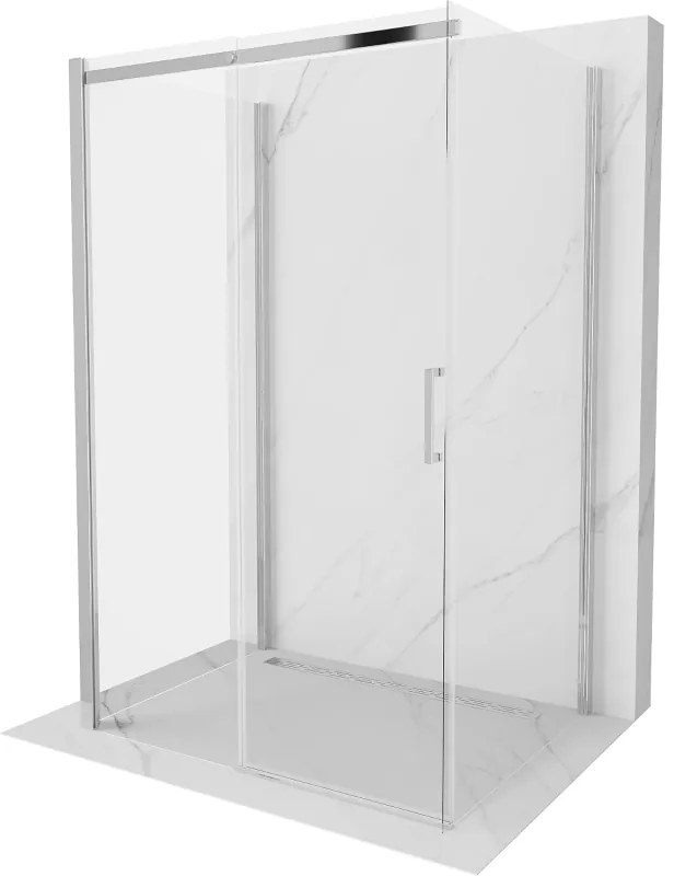 Mexen Omega, 3-stenný sprchovací kút s posuvnými dverami 110 (dvere) x 80 (stena) cm, 8mm číre sklo, chrómový profil, 825-110-080-01-00-3S