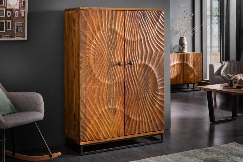 Dizajnová skrinka barová Zorpi 140cm masívne mangové drevo / hnedá