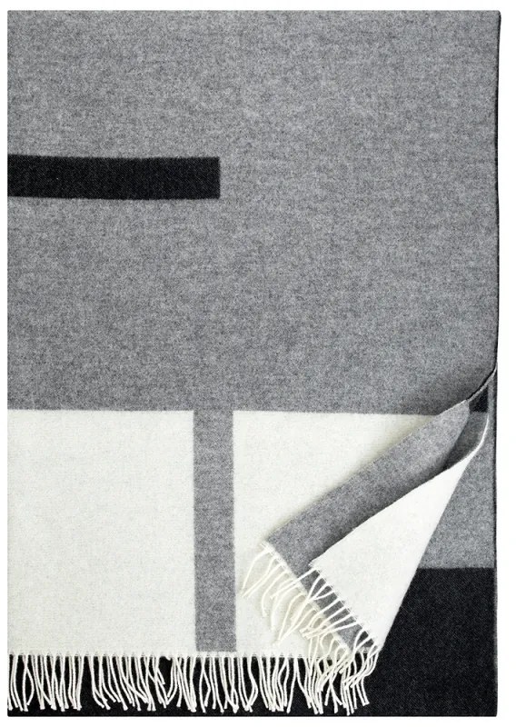 Vlnená deka Suunta 130x180, sivo-bielo-čierna / Finnsheep
