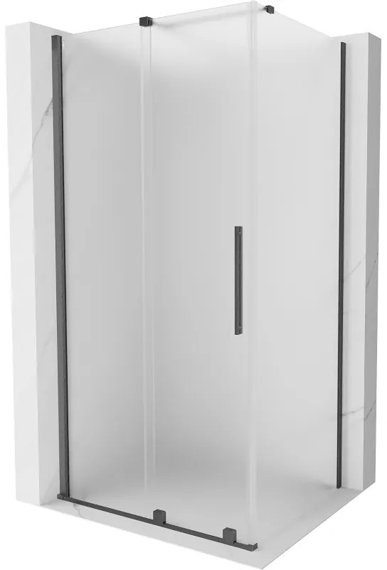 Mexen Velar, sprchový kút s posuvnými dverami 110 x 85 cm, 8mm sklo námraza, grafit brúsený, 871-110-085-31-66