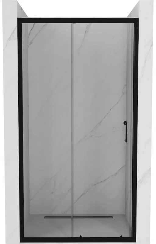 Mexen Apia, posuvné dvere do otvoru 100 x 190 cm, 6mm číre sklo, čierny profil, 845-100-000-70-00