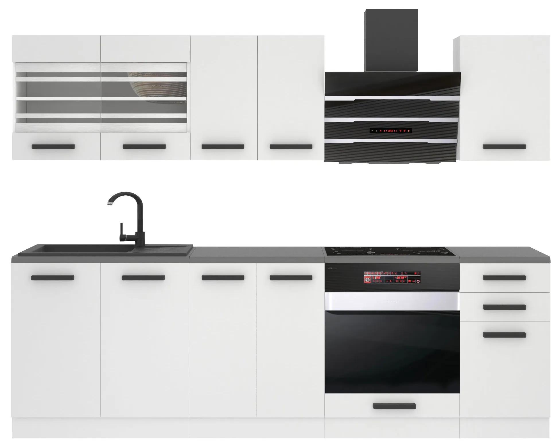 Kuchynská linka Belini Premium Full Version 240 cm biely mat s pracovnou doskou MARGARET