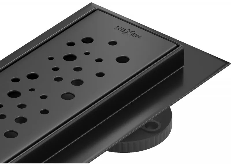 Mexen Flat nerezový sprchový žľab 70 cm, vzor M12 čierna, 1721070-15