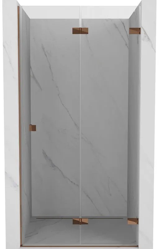 Mexen Lunar-F, pravé sklápacie sprchové dvere 60 cm, 8mm číre sklo, ružové zlato profil, 836-060-000-60-00-P