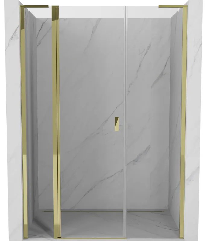 Mexen, Mexen Mist L výklopné sprchové dvere 135 cm, transparentné, zlaté - 8A4L-135-001-50-00