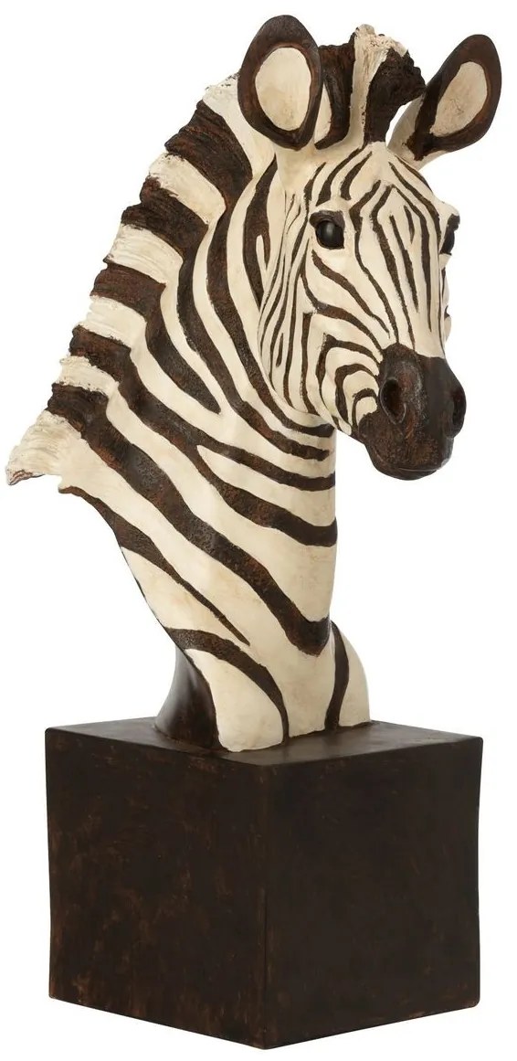 Bielo-čierna antik dekorácia busta Zebra - 32*14*50cm