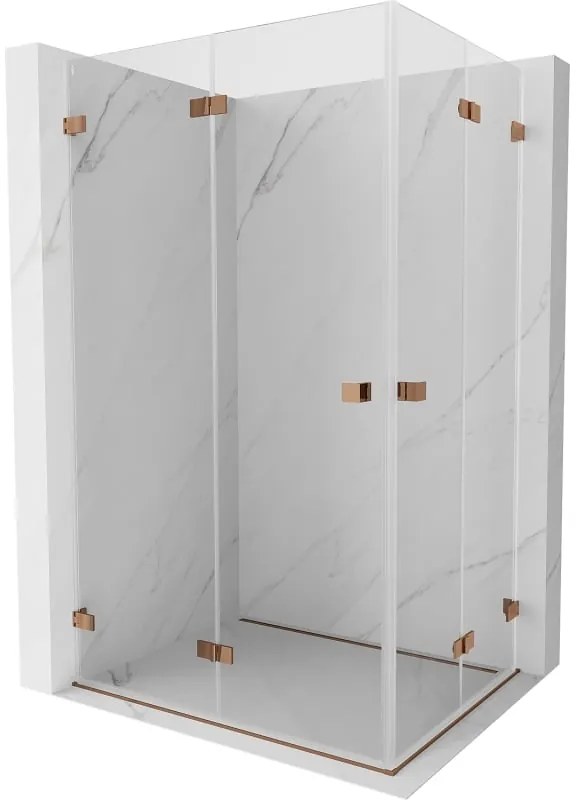 Mexen Lunar-F Duo, skladací sprchový kút 85 x 70 cm, 8mm číre sklo, profil ružové zlato, 836-085L-070P-60-00