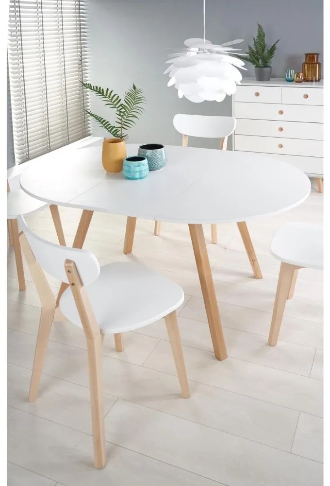 Jedálenský stôl Ruben, biela / prírodné drevo