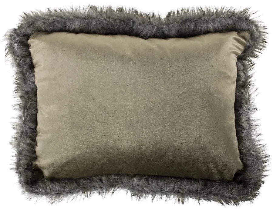 Bílo - zlatý sametový polštář lemovaný kožešinou Copp - 45 * 35 * 10cm