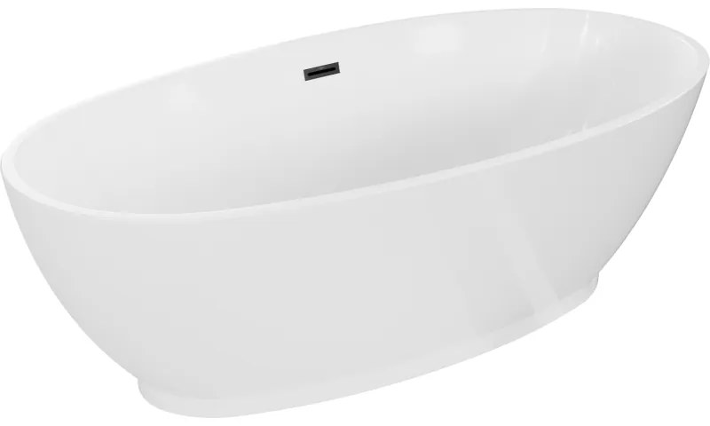 Mexen Bilbao, voľne stojaca vaňa 180 x 90 cm, biela, čierny matný prepad, 51311809000-70