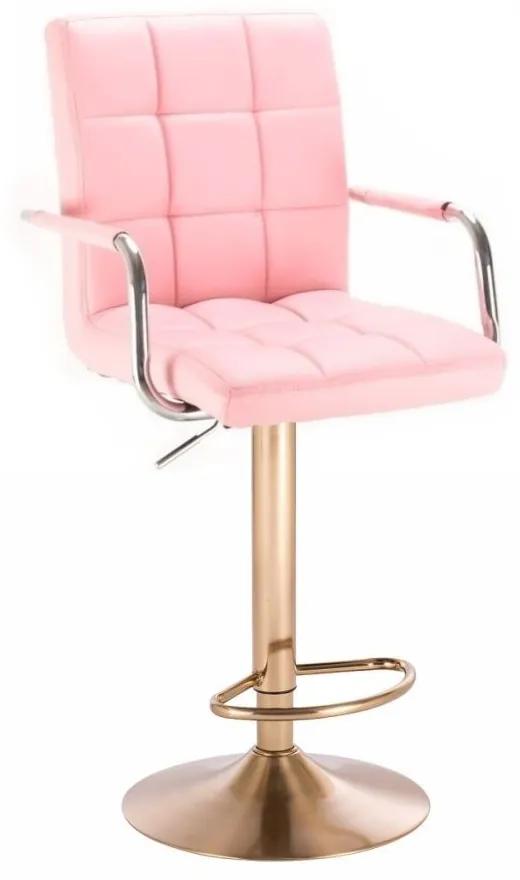 LuxuryForm DESIGN Barová stolička VERONA na zlatom tanieri - ružová