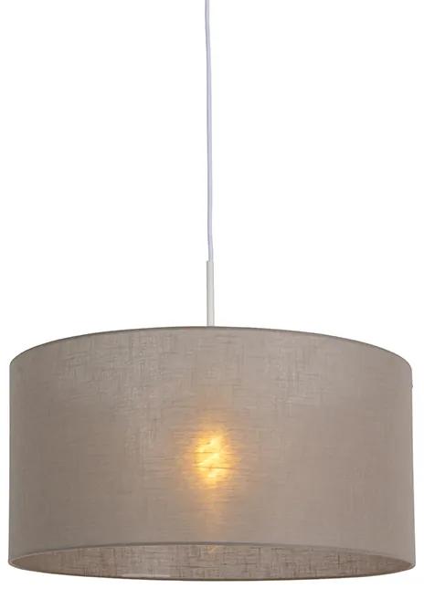 Rustikálne závesné svietidlo biele s hnedo-sivým tienidlom 50 cm - Combi 1