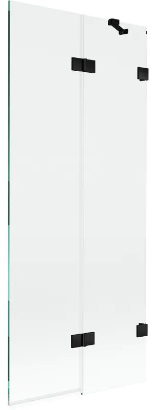 Mexen Lunar, 2-krídlová vaňová zástena pravá 80 x 150 cm, číre sklo, čierna matná, 897-080-100-70-00-P