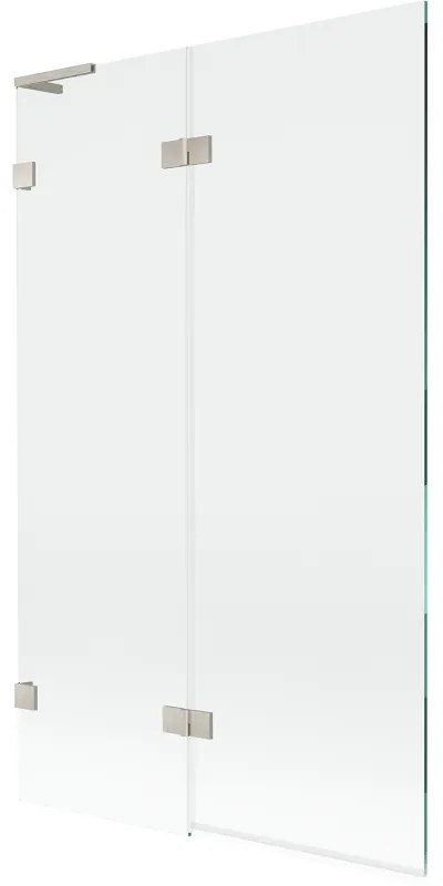 Mexen Lunar L, 2-krídlová vaňová zástena ľavá 110 x 150 cm, číre sklo, brúsená oceľ, 897L-110-100-97-00-L