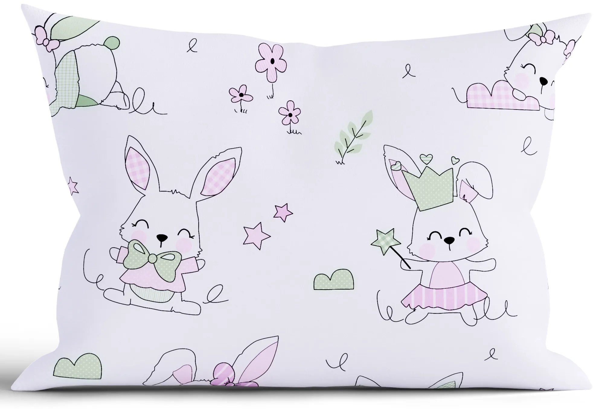 Bavlnená obliečka na vankúš Renforcé 50 x 70 cm - Zajačikovia ružové