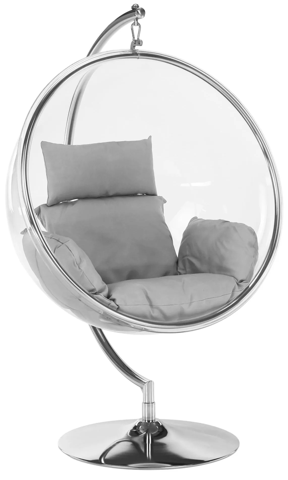 Závesné hojdacie kreslo Belgica 3 (transparentný + strieborná + sivá) . Vlastná spoľahlivá doprava až k Vám domov. 1116272