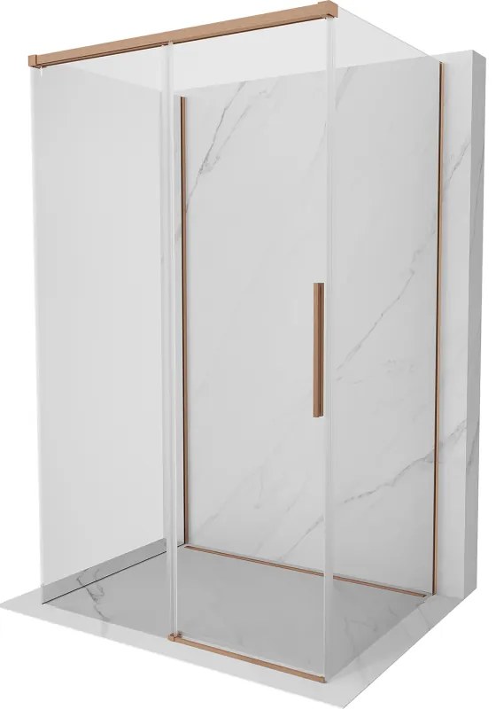 Mexen Rox-3S, 3-stenný sprchový kút 100 x 75 cm, 8mm číre sklo, medený profil, 8C2-100-075-65-00-3S