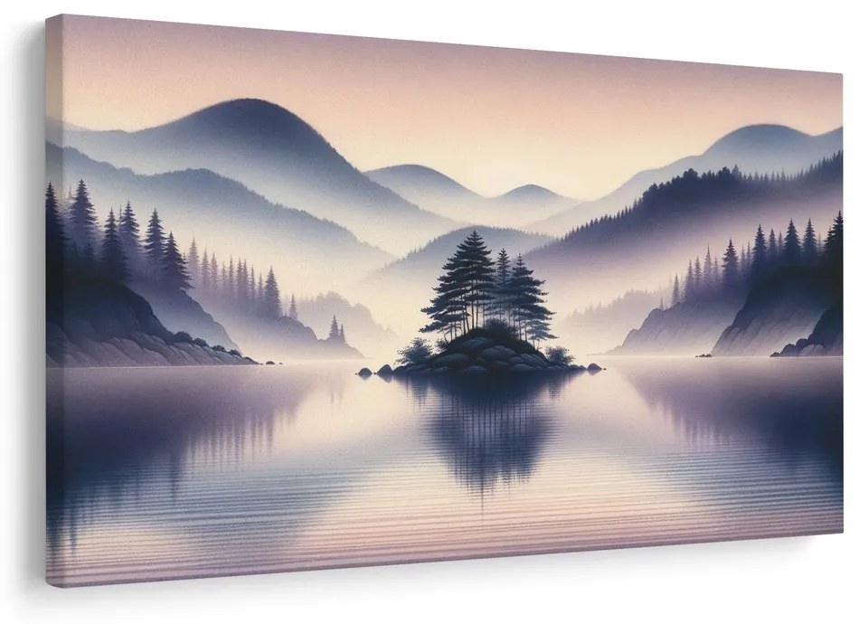 Obraz ostrov uprostred jazera