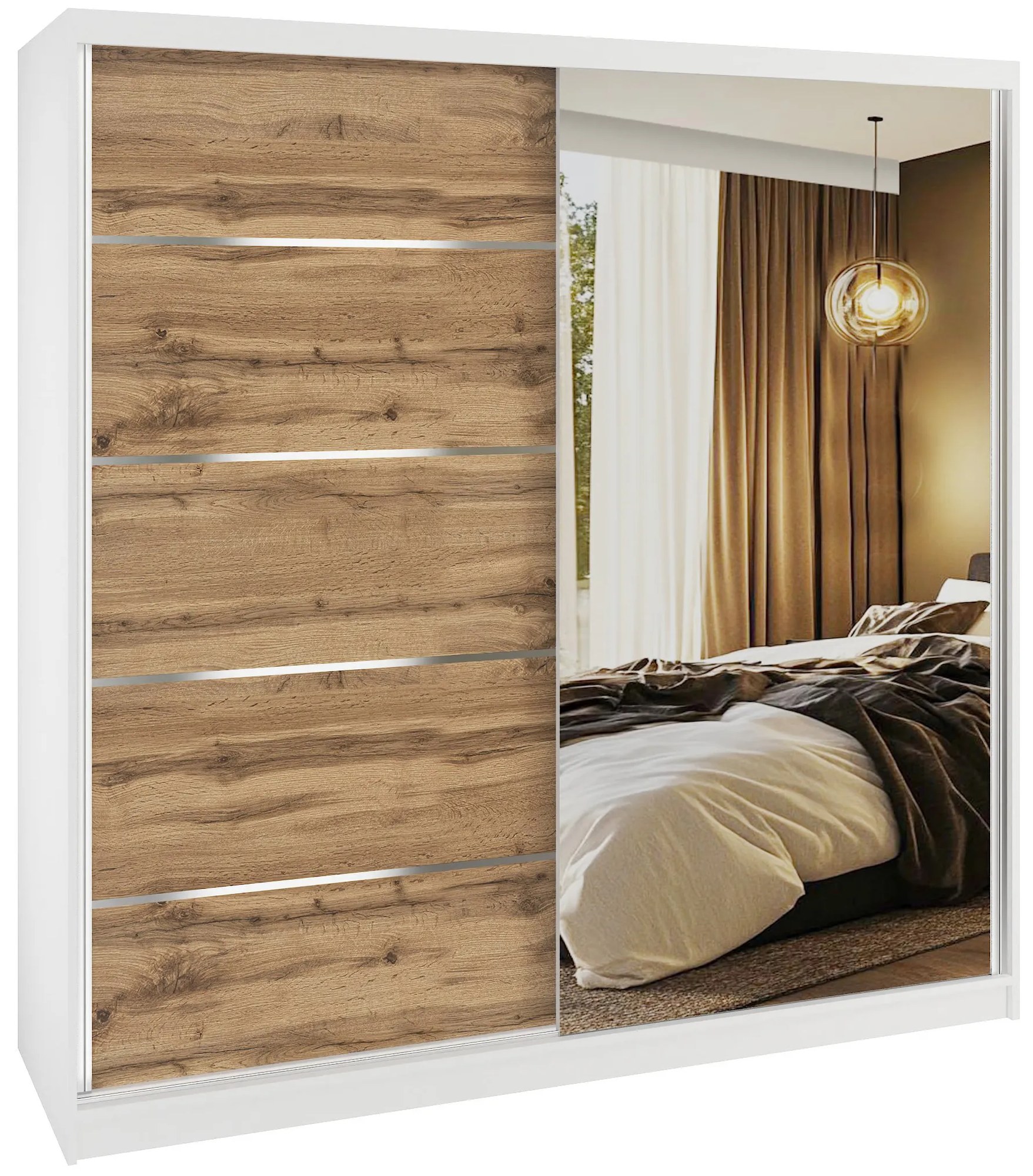 Šatníková skriňa SERENITY 200 cm dub wotan mat MBP SERENITY SZP5/0/W/DW/0/HIAL