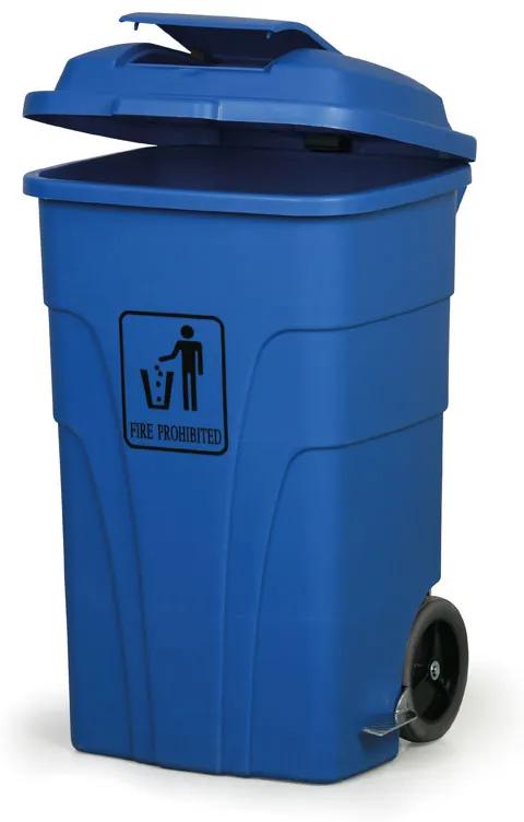 Plastový odpadkový kôš na kolieskach kôš, 120 l, modrý