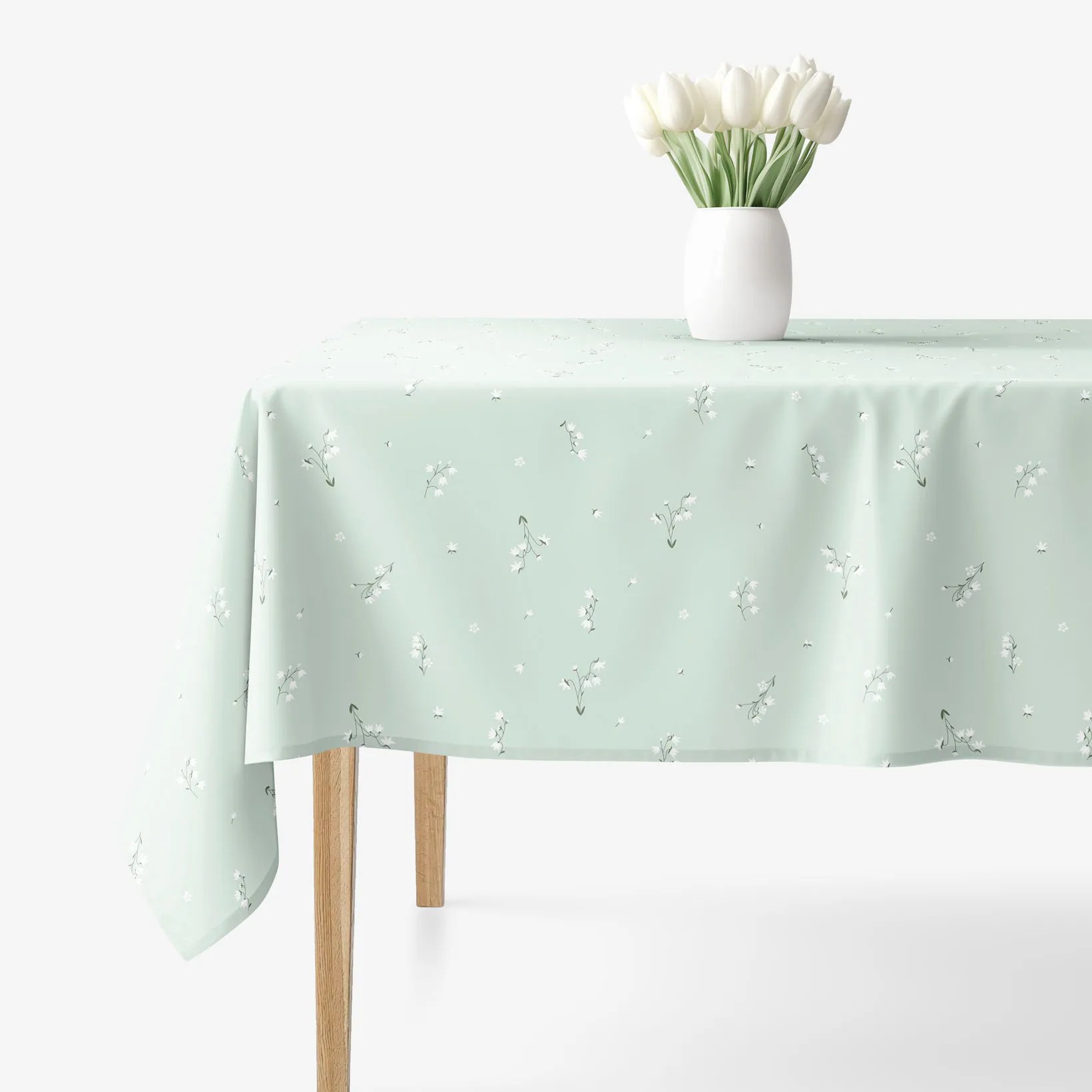 Goldea hranatý obrus 100% bavlnené plátno - konvalinky 120 x 120 cm