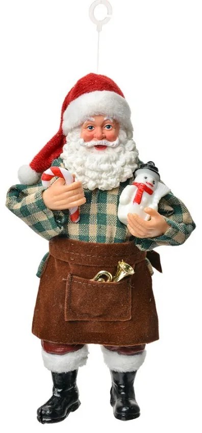 Závesná vianočná dekorácia Santa Claus držiaca snehuliaka - 9*6*17 cm