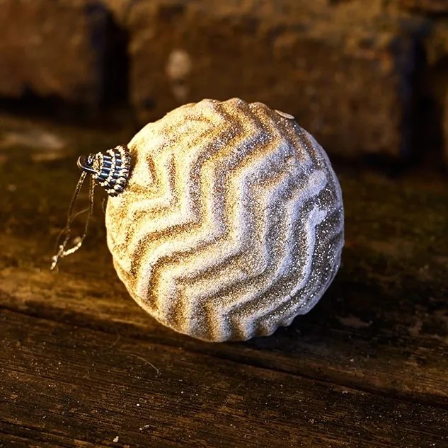 DECOLED Vánoční ozdoba, prům. 8 cm, bílá, glitter