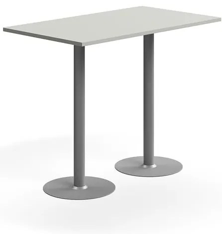 Barový stôl VERTICUS, 1400x800x1100 mm, svetlošedá/strieborná