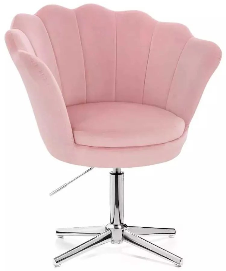 LuxuryForm DESIGN Kreslo FREY VELUR na striebornom kríži - ružové