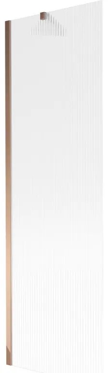 Mexen Next, vaňová zástena 1-krídlová 60 x 150 cm, fixné krídlo, 6 mm sklo s pruhmi, ružové zlato profil, 895-060-000-00-09-60