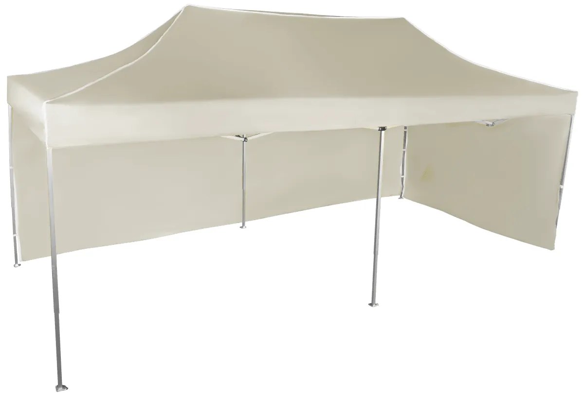 Rýchlorozkladací nožnicový stan 3x6m – hliníkový, 2 bočné plachty, Béžová