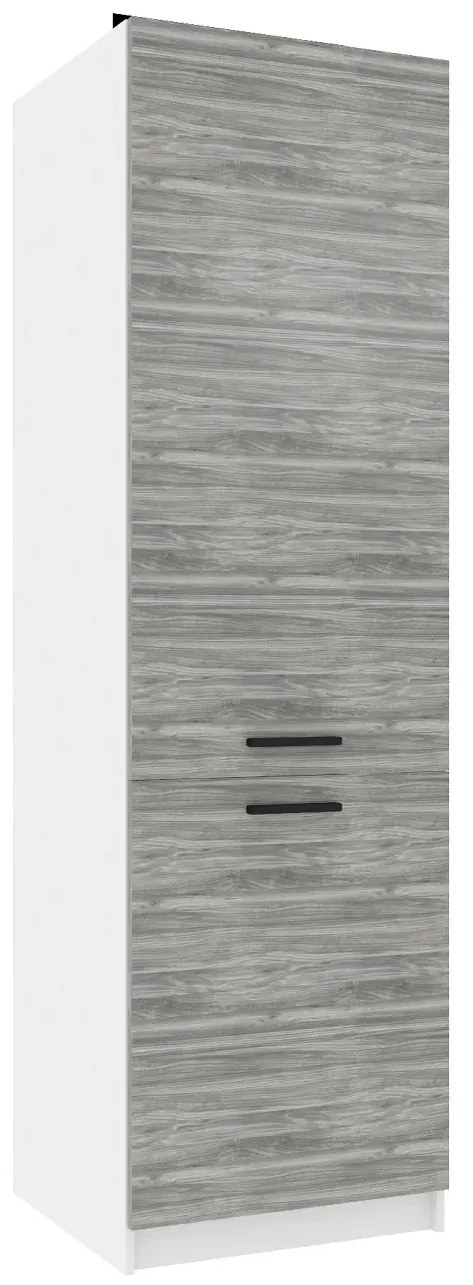 Vysoká kuchynská skrinka Belini pre vstavanú chladničku 60 cm šedý antracit Glamour Wood TOR SSL60/0/WT/GW/0/B1