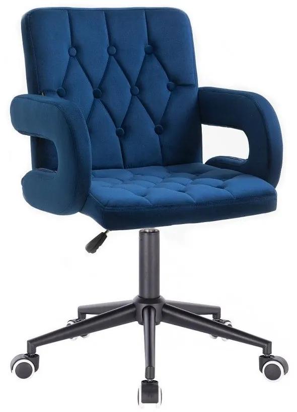 LuxuryForm DESIGN Stolička BOSTON VELUR na čiernej podstave s kolieskami - modrá