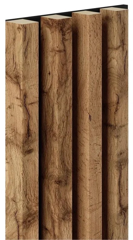 Akustické dekoračné panely MAXI, dub wotan 3D lamely na filcovom podklade, rozmer 270 x 17,7 cm, IMPOL TRADE