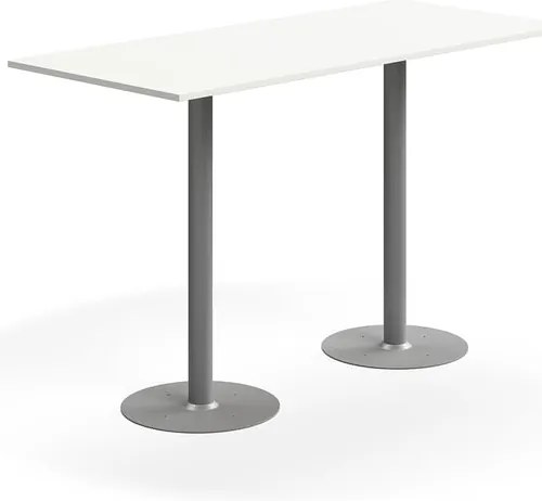 Barový stôl ALVA, 1800x800x1100 mm, s kotvením do zeme, HPL, strieborná/biela