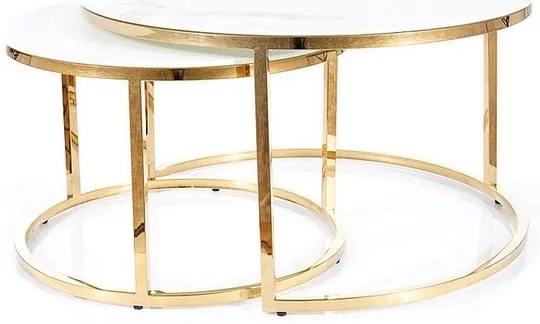 Konferenčný stolík Muse, mramor / zlatá